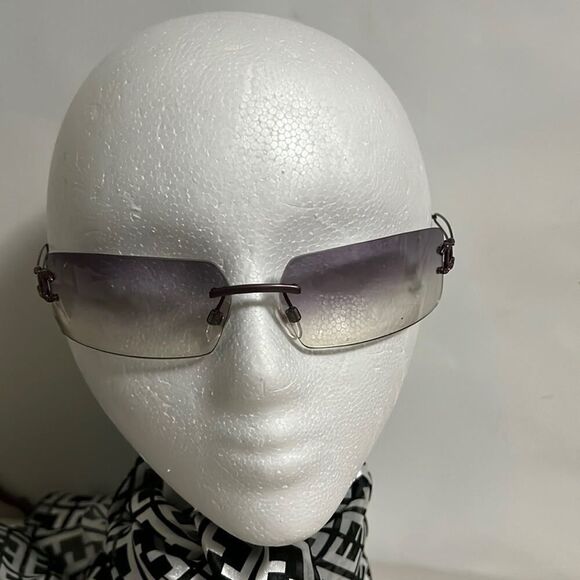 CHANEL RHINESTONE PINK TINTED‎ RIMLESS SUNGLASSES - Picture 1 of 8